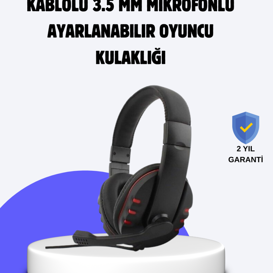 Red Headset with Microphone and Adjustable Comfortable Design