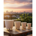 4-Piece 3D Modern White Vase Set with Footed Decorative Flower Pot Set 4-Piece 3D Modern White Vase Set with Footed Decorative Flower Pot Set