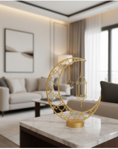 3D Crescent Mosque Decor Special Print 20x20 cm Stylish Table Top