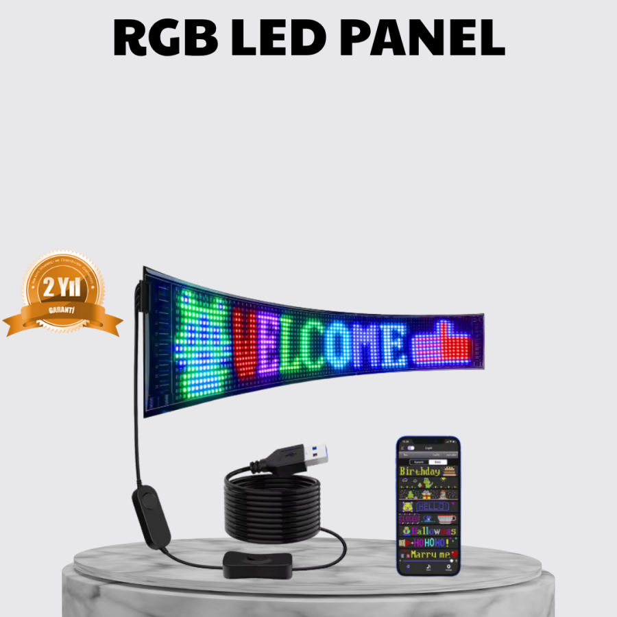 RGB LED Panel – Multi-Colored, Remote Controlled, USB-Connected Smart Lamp with Text and GIF Display