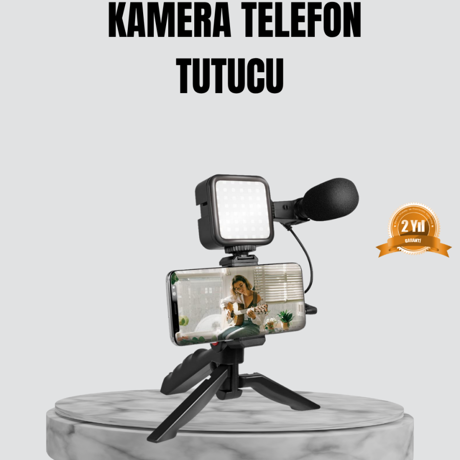 Phone Video Shooting Kit LED Lighting Full Set with Microphone Tripod