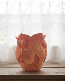 3D Vase with Orange Floral Design Stylish Home Decoration Accessory