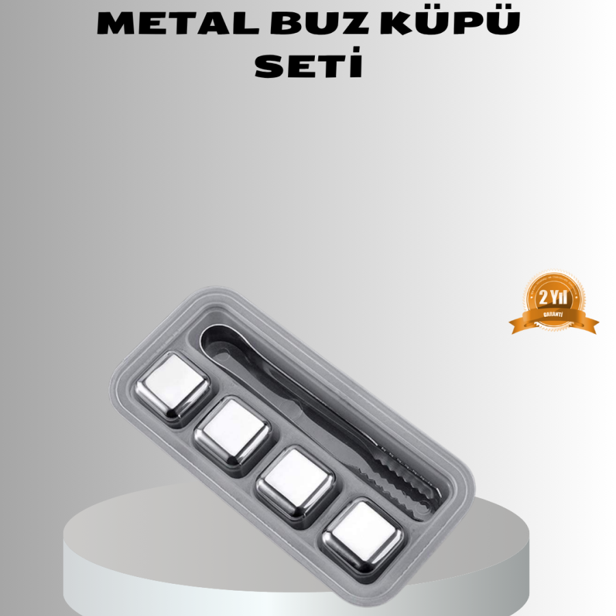 Stainless Metal Ice Cubes Set with Clips and Cooling Without Dilution