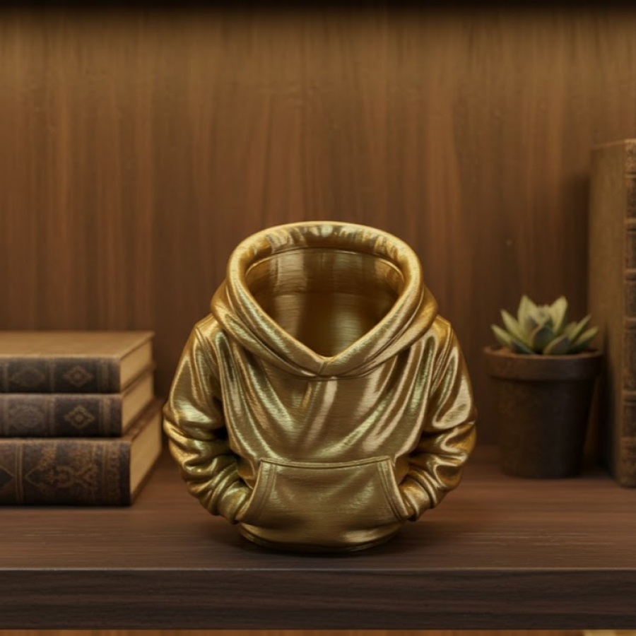 Gold Hoodie Pen Holder 10x10 cm Desktop Organizer
