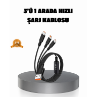 3 in 1 Charging Cable Type-C iOS Android Compatible Fast and Safe Charging