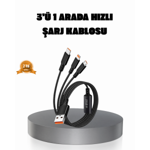 3 in 1 Charging Cable Type-C iOS Android Compatible Fast and Safe Charging
