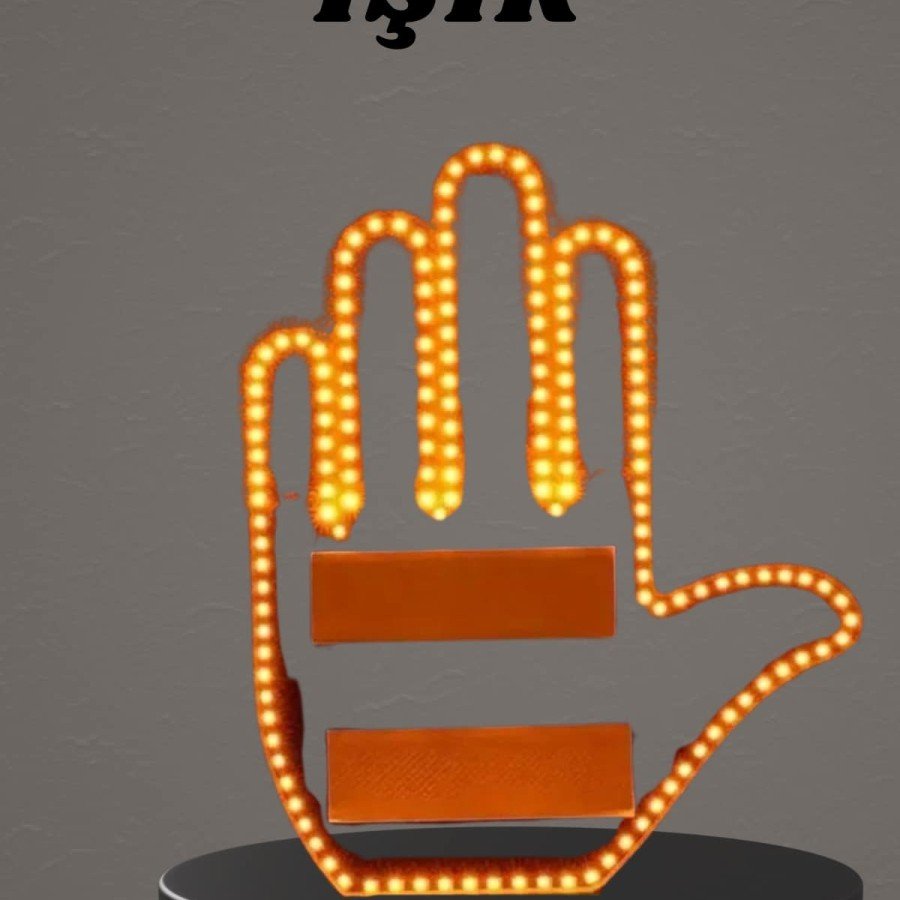 Hand Middle Finger LED Controlled In-Car Reflector Rear Window Hand Icon