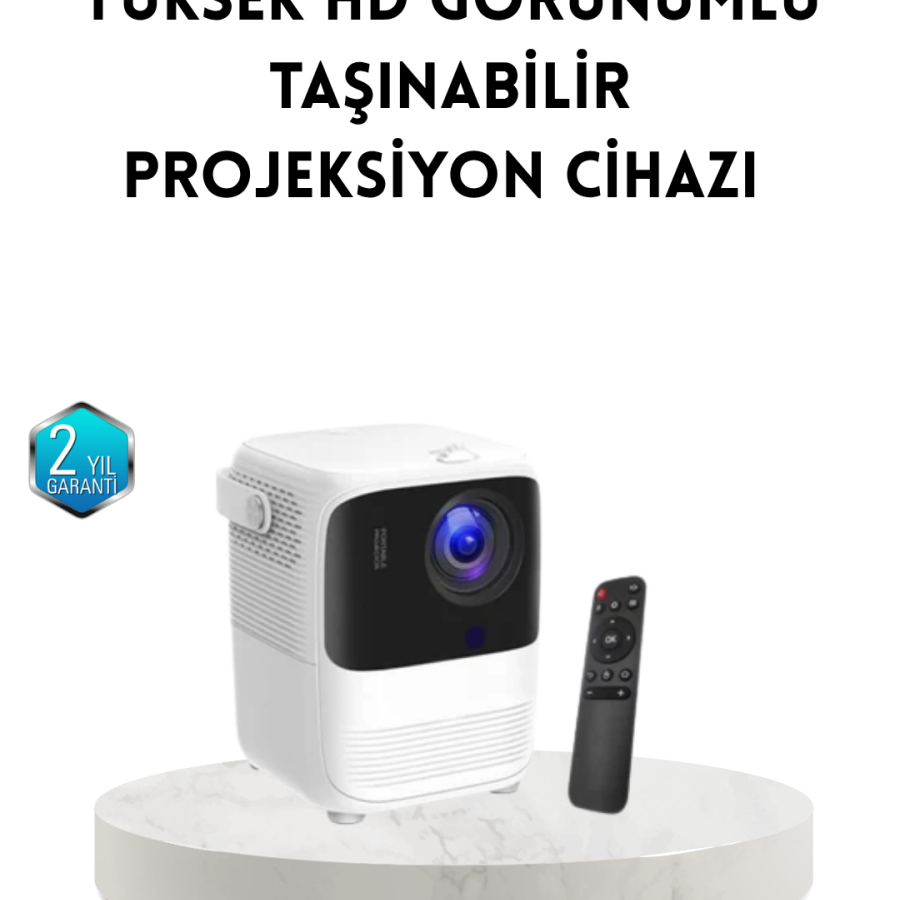 Portable Smart 1080P Projector – 64GB Memory, 2GB RAM, Full HD Display, Remote Control