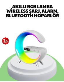 RGB Atmosphere Lamp with Bluetooth Speaker with Wireless Charging and Clock Features