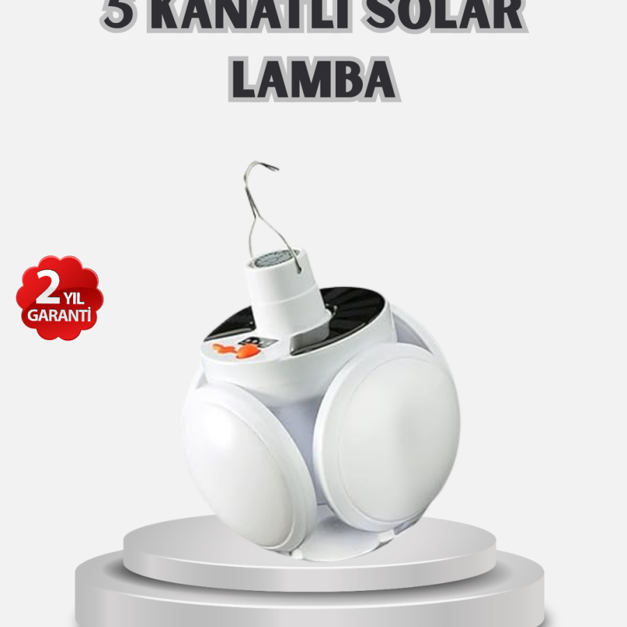 Solar Powered and USB Rechargeable LED Camping Lamp – 5 Different Light Modes, Hanging Design