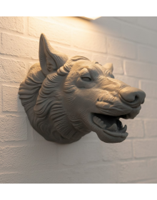 Wolf Head Wall Accessory Gray Color Hangable Gift Figure