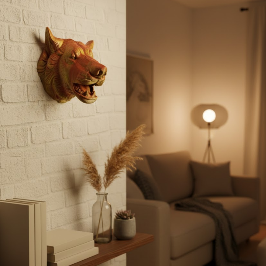 Gold Plated Look Wolf Wall Ornament