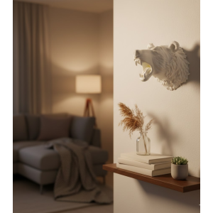 Cream Bear Figure Wall Ornament Hangable Gift Decorative 25x19 cm
