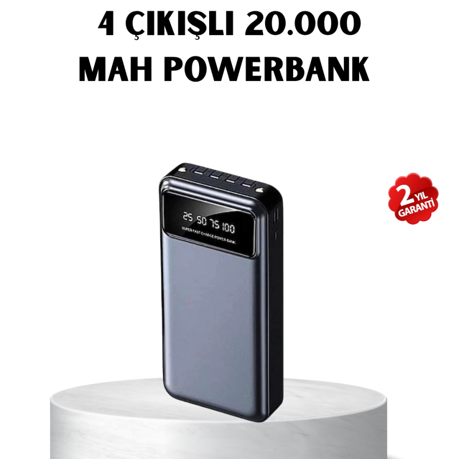 Powerbank 20000 mAh Fast Charging with LED Flashlight and 4 Ports Powerbank 20000 mAh Fast Charging with LED Flashlight and 4 Ports