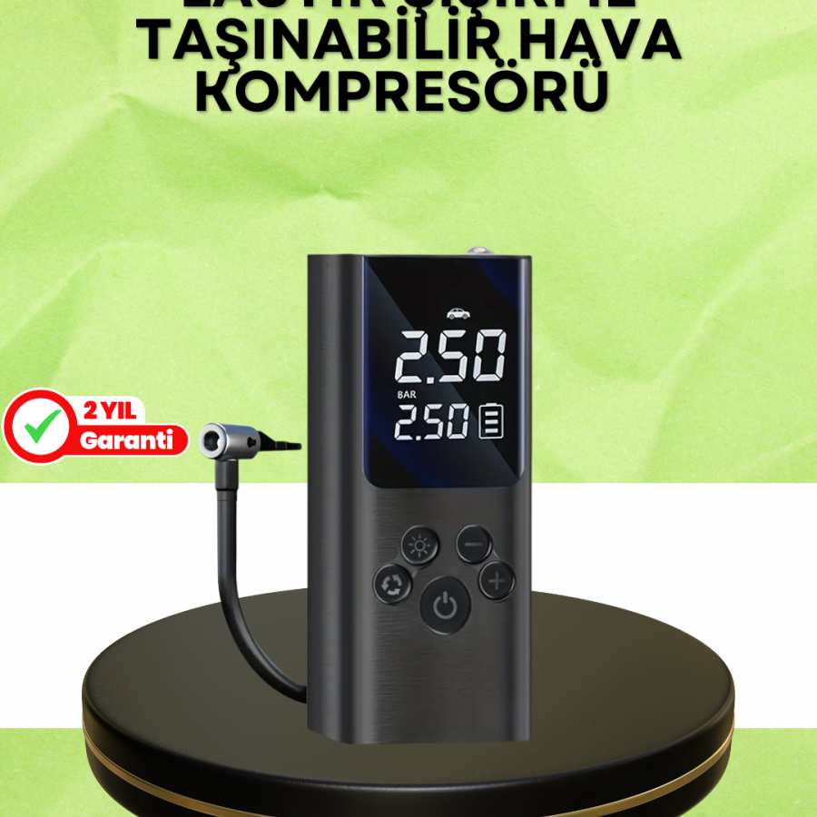 USB Rechargeable Portable Air Compressor with Digital Display