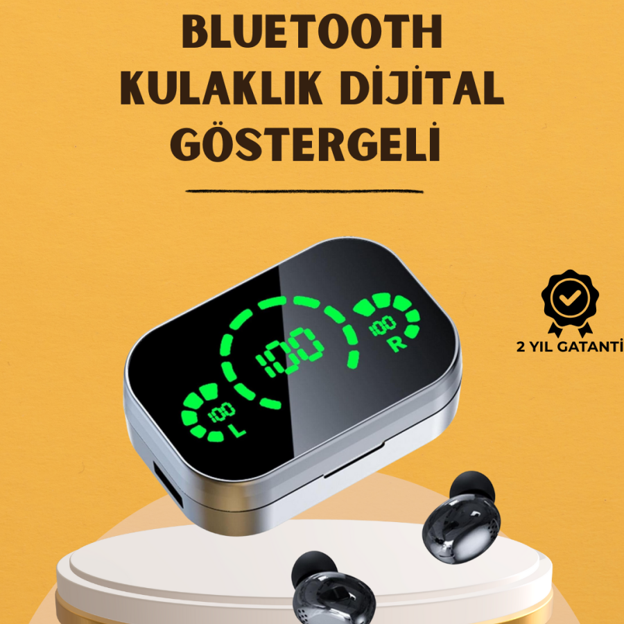 Wireless Headphones with LED Display – Noise Canceling Microphone and Touch Enabled