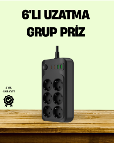 2500W Powerful 6-Plug Socket with USB and Type-C Output Thermal Protection
