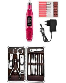 Electric Manicure Pedicure Set Double Set 12 Pieces Nail Care File Denture Removal