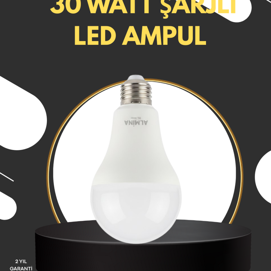 Rechargeable LED Bulb 6400K Cool White 30 Watt for Emergencies Rechargeable LED Bulb 6400K Cool White 30 Watt for Emergencies