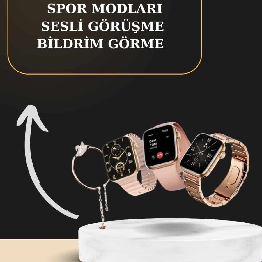 Pink Amoled Screen Smart Watch with 3 Bands and New Generation Pro Wireless Bluetooth Headset ANC/ENC