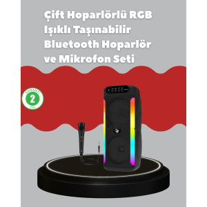 Bluetooth Sound System with RGB Lights with Dual 4-inch Speakers