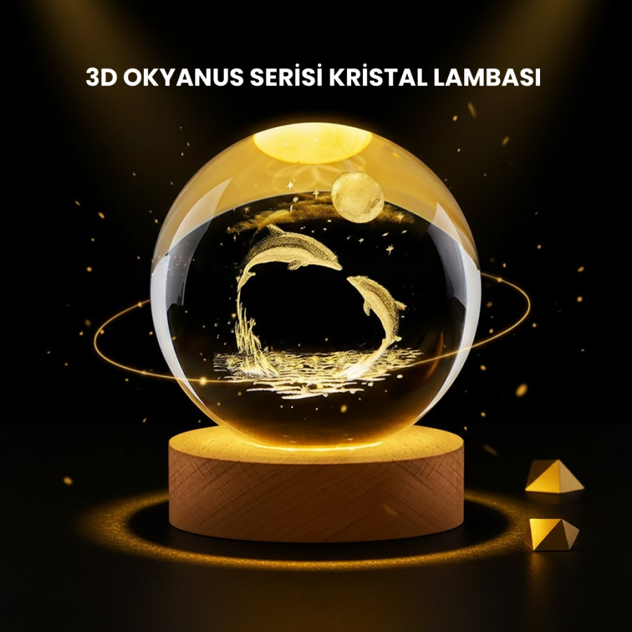 LED Illuminated Dolphin Globe Modern Decorative Accessory with Wooden Stand