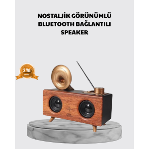 Nostalgic Gramophone Bluetooth Speaker – FM Radio + USB + SD Card Supported