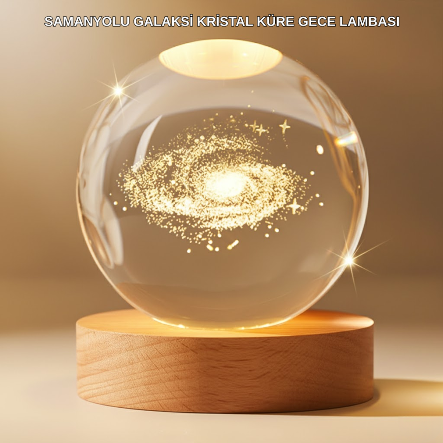 3D Crystal Galaxy Sphere Wooden Base Decorative Lamp with Daylight LED 3D Crystal Galaxy Sphere Wooden Base Decorative Lamp with Daylight LED