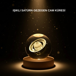 3D Saturn Crystal Ball Atmosphere Lamp with Wooden Base