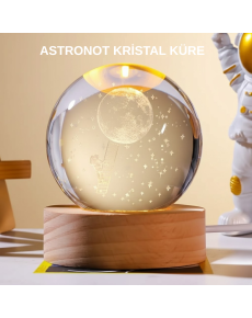 3D Astronaut Globe Lamp with Wooden Base Kids Room and Table Top Decor