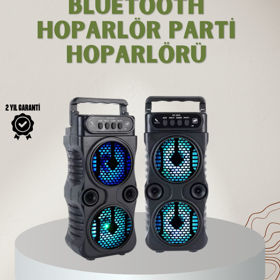 1200 mAh Rechargeable Bluetooth Speaker with LED Light – FM Radio, Memory Card Support
