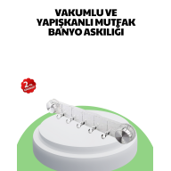 Kitchen and Bathroom Hanger with Vacuum Adhesive and 5 Hanger Compartments