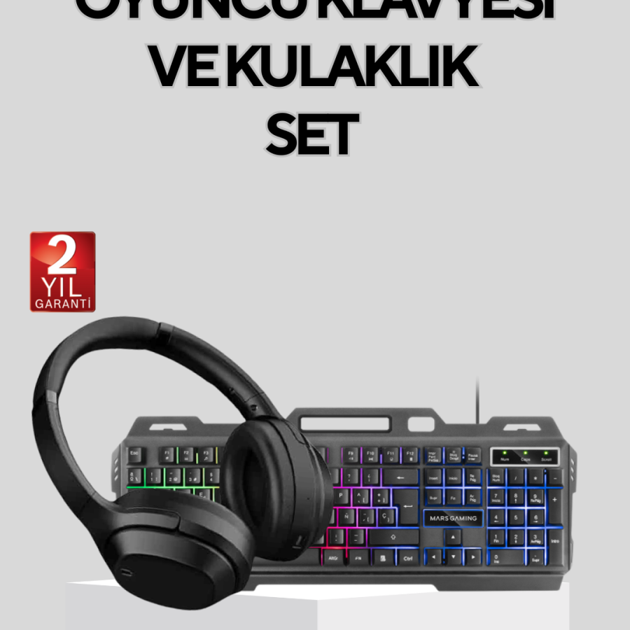 Set Illuminated Keyboard Mouse + Bluetooth 5.2 Headphones Package