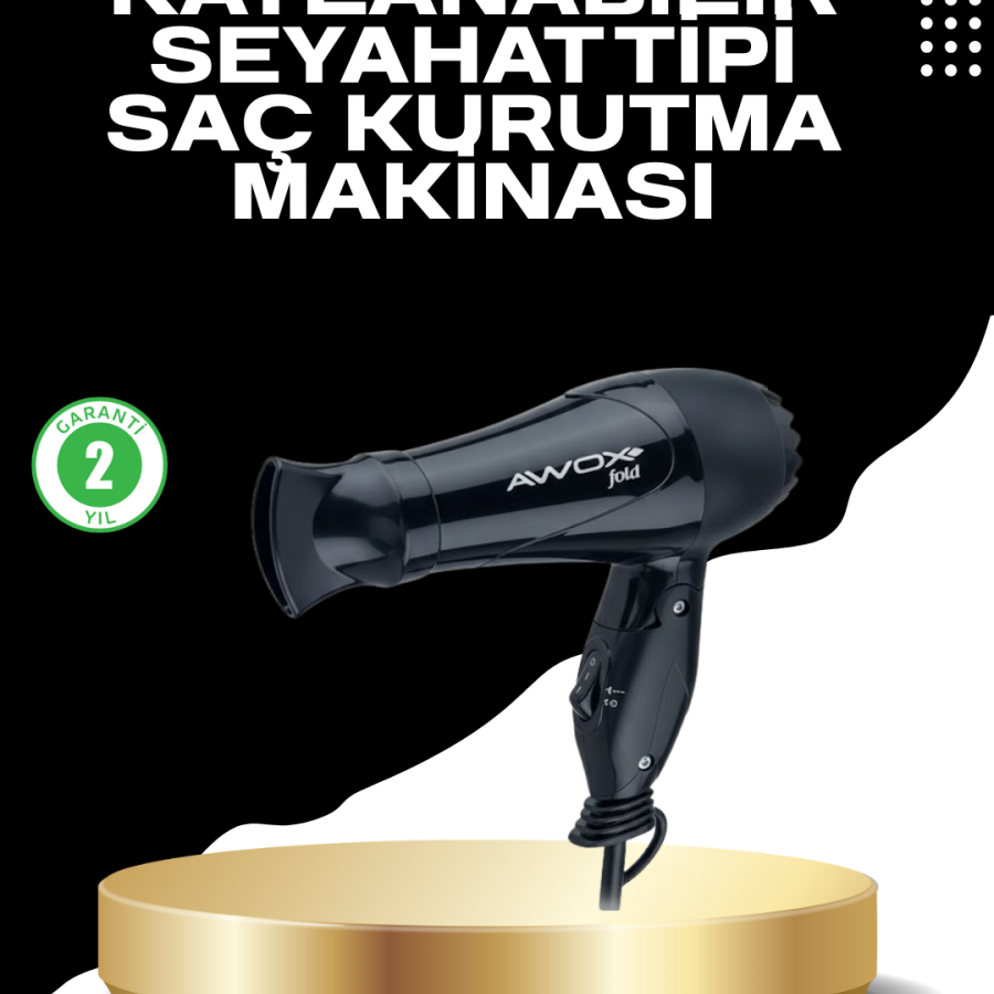 Foldable Blow Dryer with Dual Heat and Speed ​​Adjustments