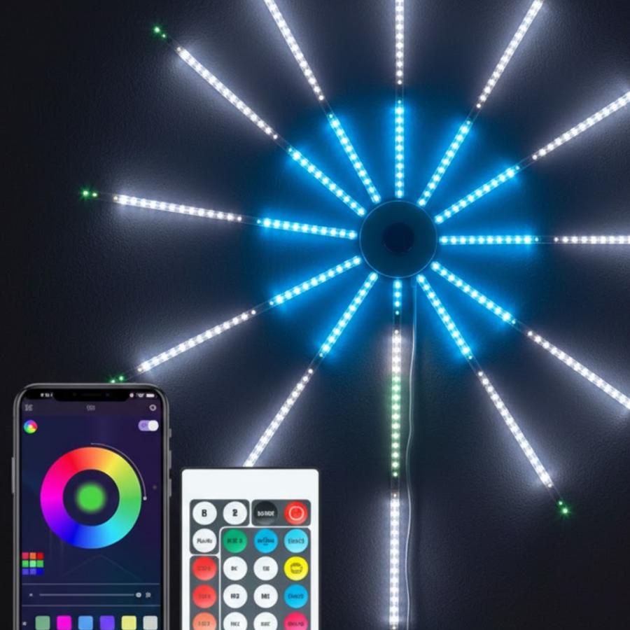 RGB LED Wall Decor Fireworks Light System with Detachable Arms