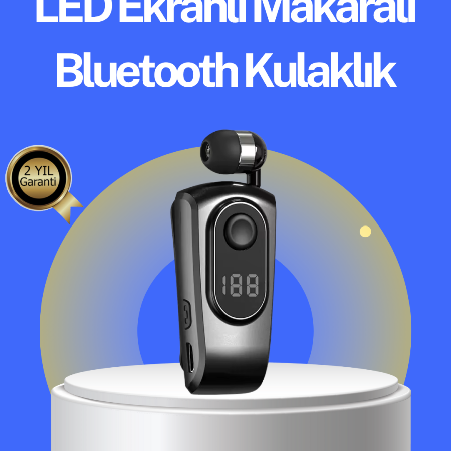 Bluetooth Headset with Digital Display – Vibrating Notification, 25 Hours of Use
