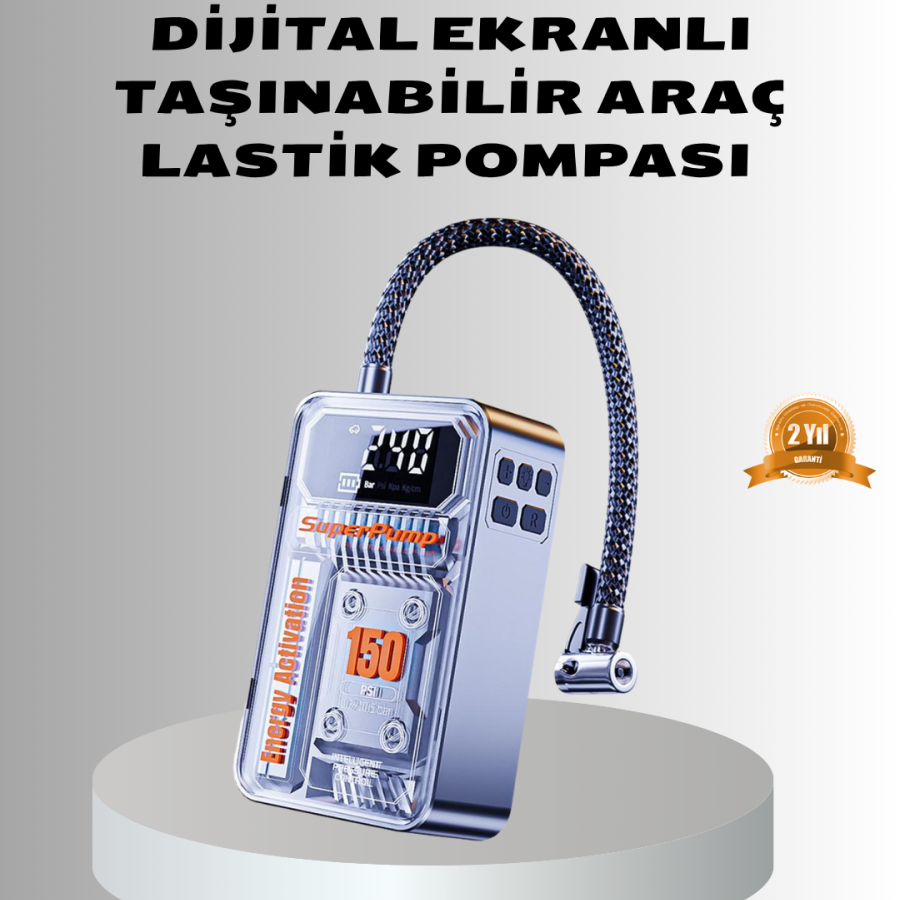 Rechargeable Wireless Air Pump – 150 PSI Pressure, LED Display and 6000mAh Battery