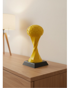 Yellow Trophy with Football Ball 21cm Desktop Decoration Award Figure