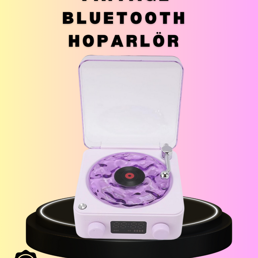 Bluetooth Retro Turntable Speaker – Projector Night Light