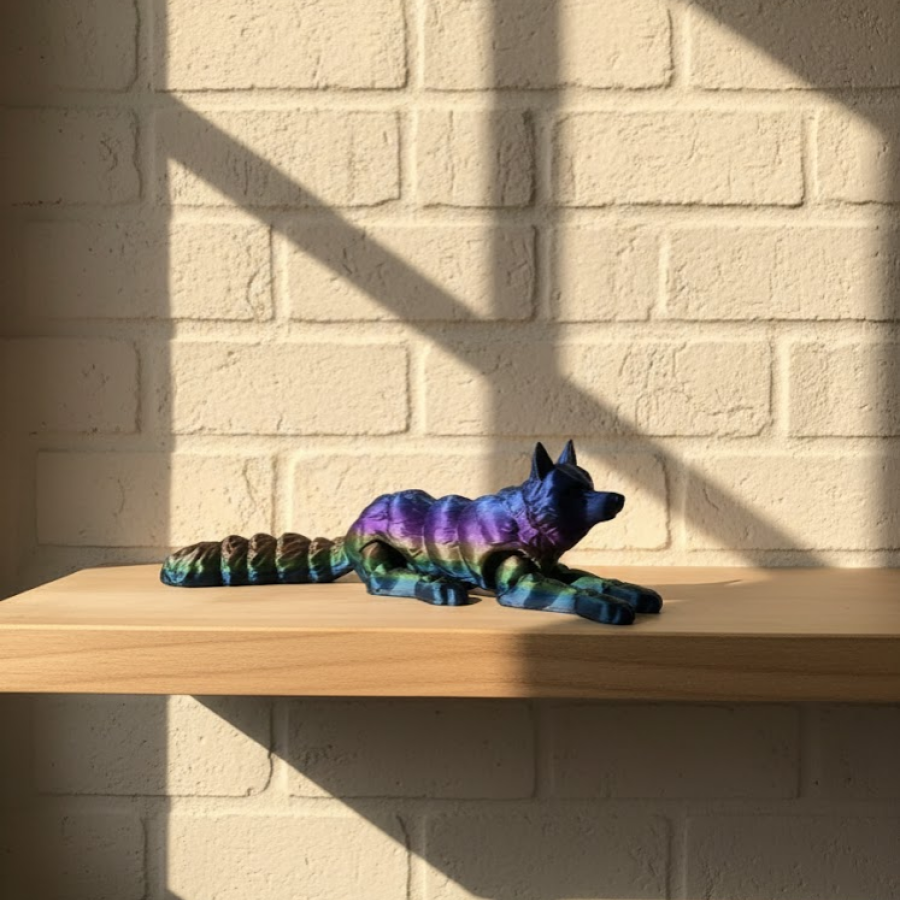 Animated Wolf Rainbow decorative flexible figure 10x24 cm