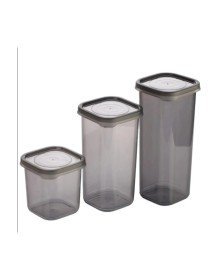 3 Pieces of 3 Size Plastic Jar Storage Container with Lid Square Model