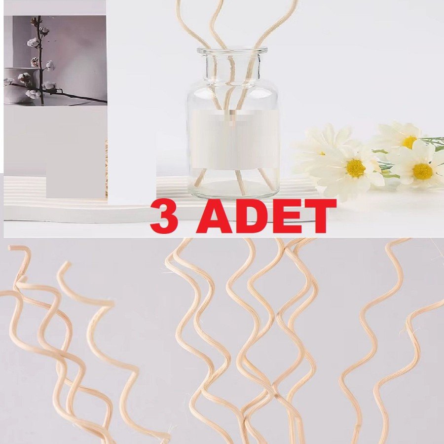 3 Pieces Wavy Model Aromatherapy Diffuser Rattan Stick - Home Decor Bottle - Fragrance Oil Wooden Diffuser Stick
