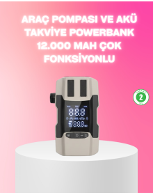 Vehicle Air Pump and Battery Booster Powerbank 12.000 mAh Multifunctional