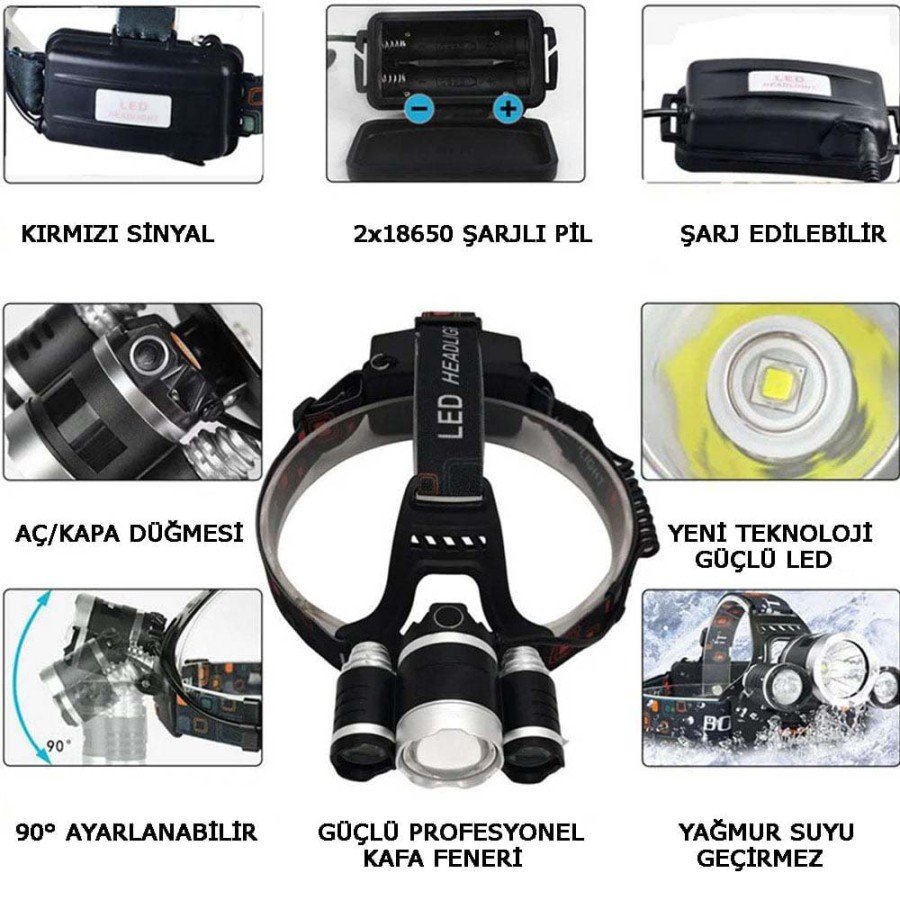 3-Head Rechargeable Head Flashlight Watton Wt-256