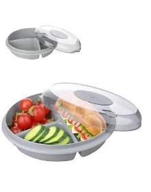 Practical Breakfast Bowl with 3 Compartments and Lids