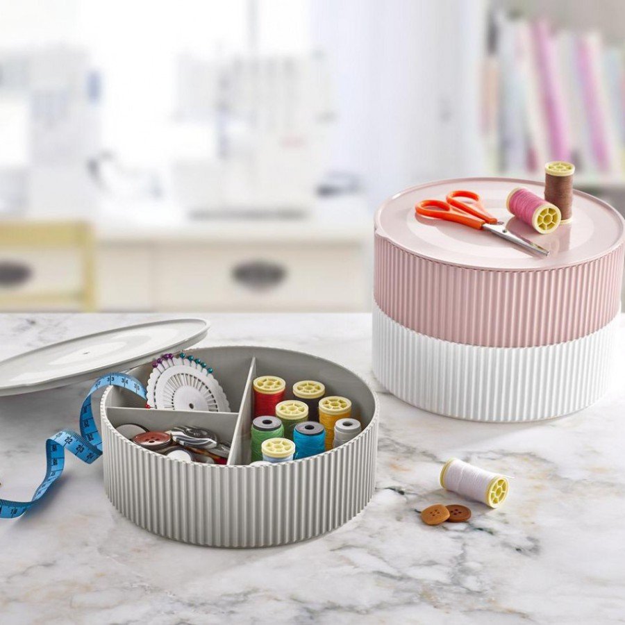 3 Compartment Storage Container Sewing and Jewelry Box - White