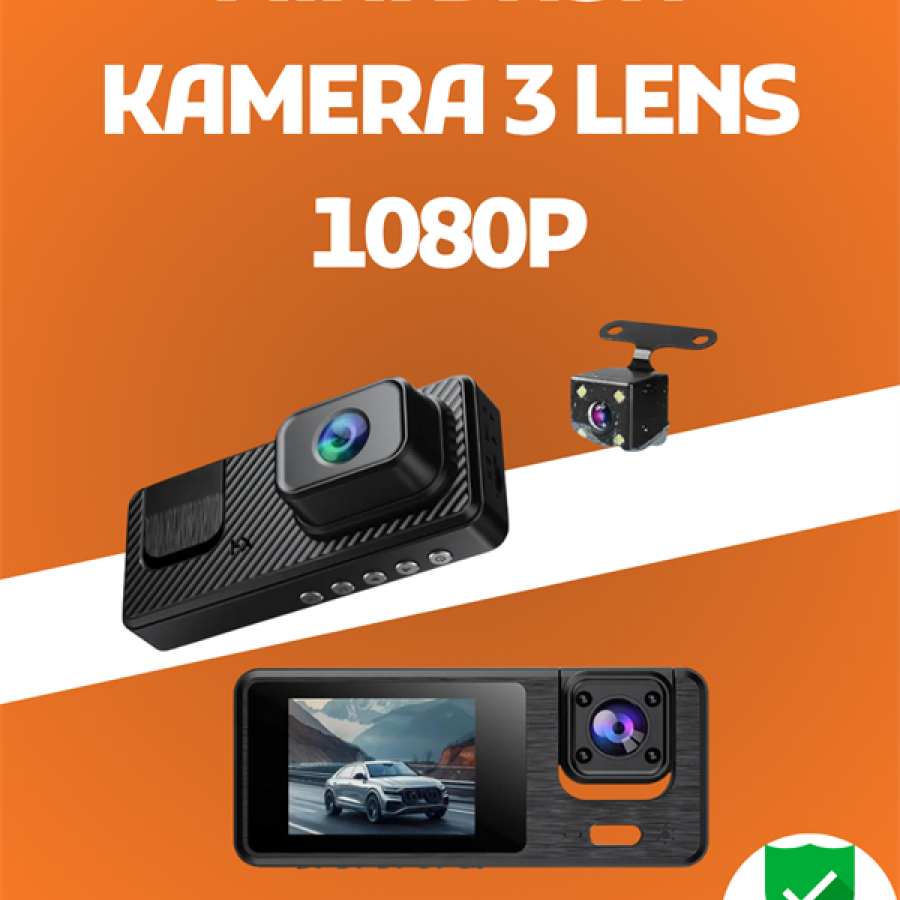 3 Channel Car DVR – Full Coverage, High Security with Front + Interior + Rear Camera