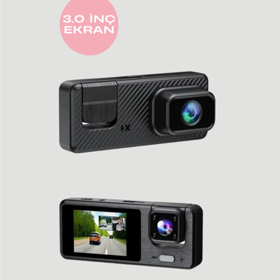 3 Channel Car DVR – Full Coverage, High Security with Front + Interior + Rear Camera
