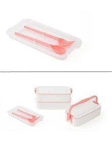 3 Layer Nutrition Container with Handle Diet Lunch Box Storage Container with Fork and Spoon