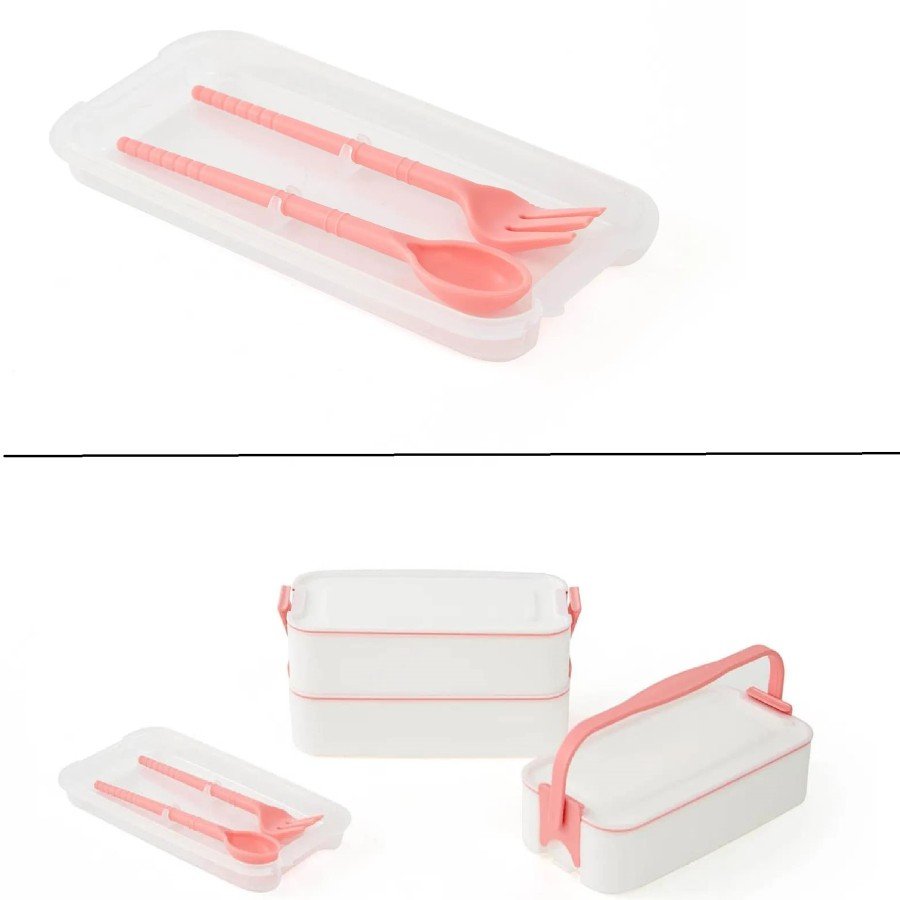 3 Layer Nutrition Container with Handle Diet Lunch Box Storage Container with Fork and Spoon